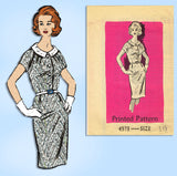 Anne Adams 4573: 1960s Misses Day Dress Sz 36 Bust Vintage Sewing Pattern