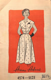 1950s Original Vintage Anne Adams Pattern 4574 Uncut Misses Street Dress Sz 36 B