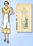 1930s Vintage Anne Adams Sewing Pattern 4575 Misses Dress w Button On Apron 36B - Vintage4me2