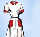Anne Adams 4576: 1940s Uncut Misses Day Dress Size 30 B Vintage Sewing Pattern - Vintage4me2