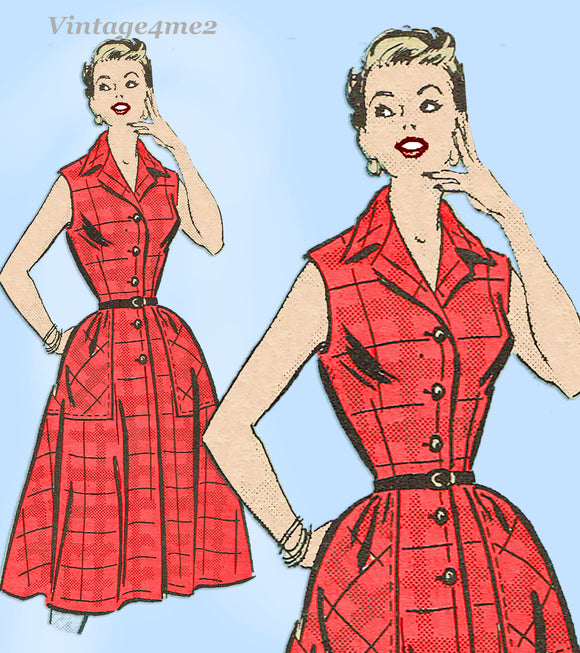 1950s Vintage Anne Adams Pattern 4588 Darling Misses Sun Dress Size 34 Bust