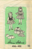 1950s Original Vintage Anne Adams Sewing Pattern 4593 16inch Doll Clothes Set