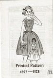 Anne Adams 4597: 1950s Cute Little Girls Dress Size 12 Vintage Sewing Pattern