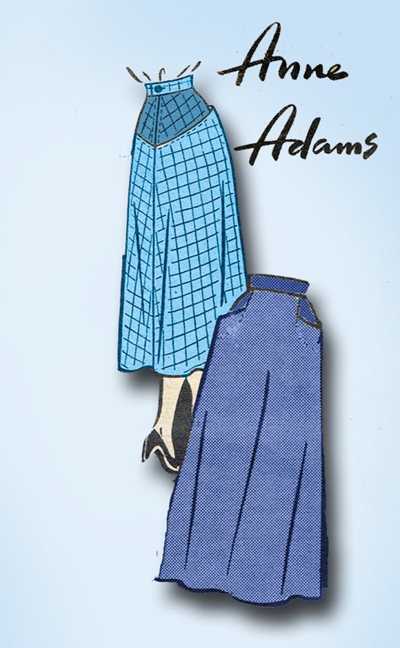1950s Original Vintage Anne Adams Pattern 4609 Charming Misses Skirt Sz 24 Waist