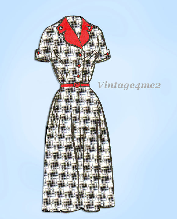 Anne Adams 4611: 1950s Misses Street Dress Sz 35 B Vintage Sewing Pattern 