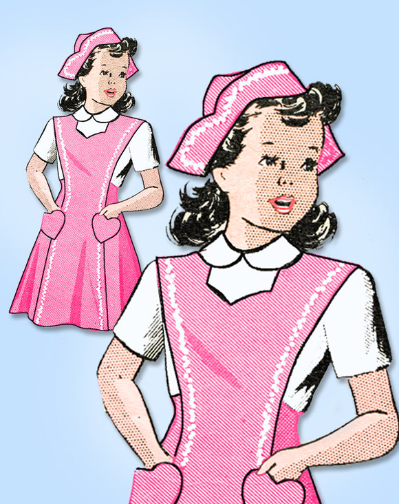 1940s Vintage Anne Adams Sewing Pattern 4626 Girls Candy Striper Jumper & Hat 12