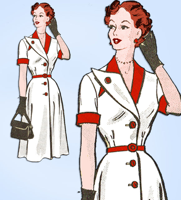 1950s Original Vintage Anne Adams Pattern 4629 Misses Street Dress Size 36 Bust