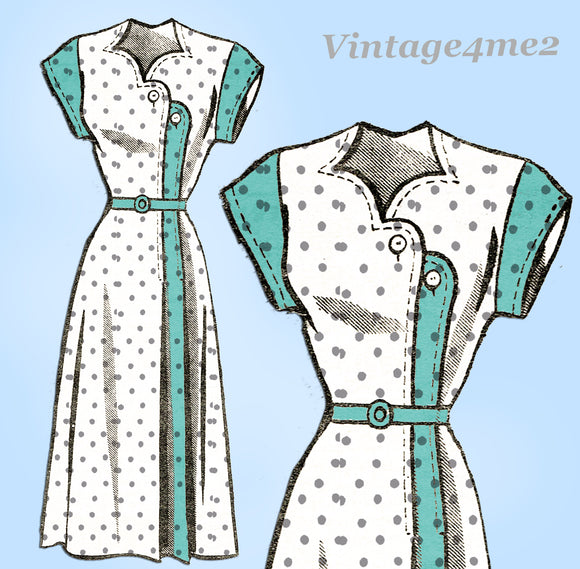 1940s Anne Adams Pattern 4639 Stunning Uncut Misses Step Dress 36 B