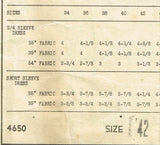 Anne Adams 4650: Vintage Sewing Pattern Plus Size WWII Dress Sz 42 Bust