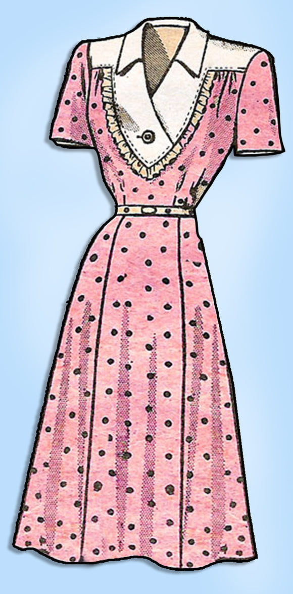 1940s Original Vintage Anne Adams Pattern 4656 Plus Size Ladies WWII Dress 42 B
