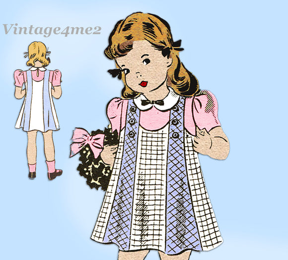 Anne Adams 4658: 1930s Toddler Girls Jumper Dress Size 6 Vintage Sewing Pattern