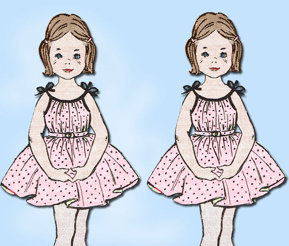 1950s Vintage Toddler Girls Sun Dress VTG Anne Adams Sewing Pattern 4672 Size 6