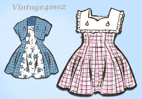 Anne Adams 4720: 1950s Cute Toddler Girls Dress Size 4 Vintage Sewing Pattern