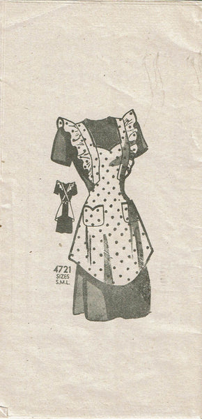 1940s Vintage Anne Adams Sewing Pattern 4721 Misses Full Bib Apron Size SM