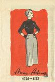 1950s Original Vintage Anne Adams Pattern 4728 Easy Misses Slender Skirt Sz 26 W - Vintage4me2