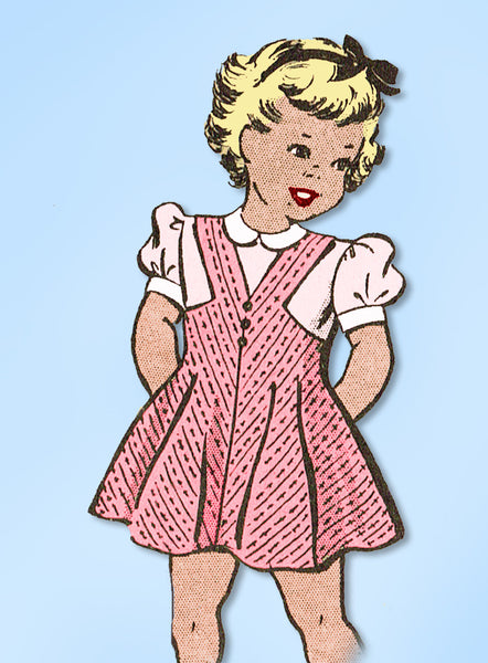 1940s Vintage Anne Adams Sewing Pattern 4735 Toddler Girls Jumper or Sun Dress 6