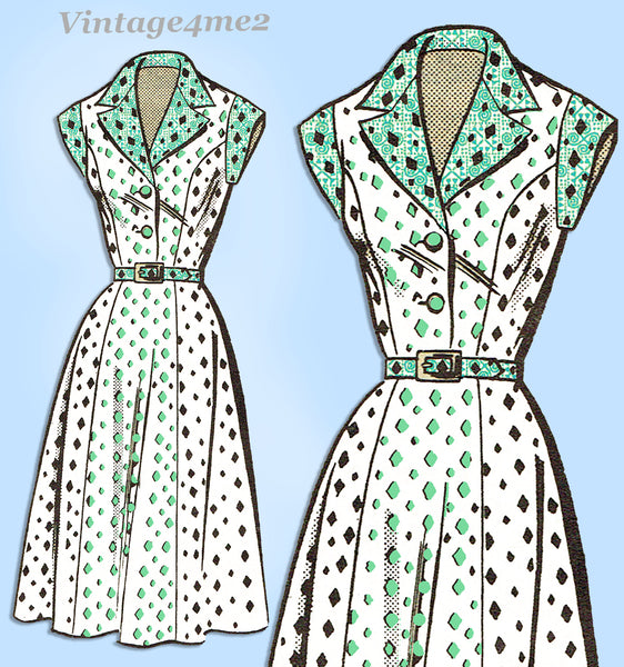 1950s Vintage Anne Adams Sewing Pattern 4756 Misses Plus Size Dress 40 B