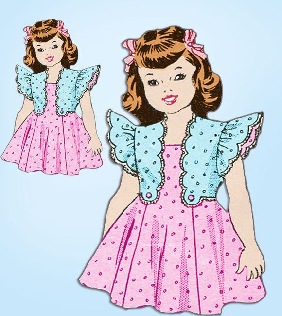 1940s Vintage Anne Adams Sewing Pattern 4775 Toddler Girls Scalloped Dress Size 4