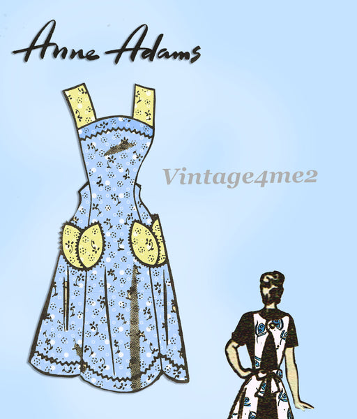 1940s Vintage Anne Adams Sewing Pattern 4807 Misses Farm Kitchen Apron Sz 40-44 B