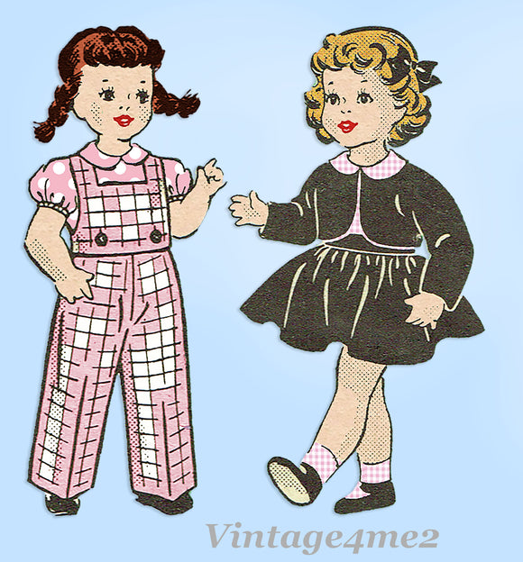 Anne Adams 4883: 1950s Cute 20 Inch Doll Clothes Set Vintage Sewing Pattern