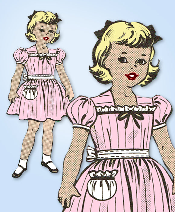 1950s Vintage Anne Adams Sewing Pattern 4883 Uncut Little Girls Dress Size 10