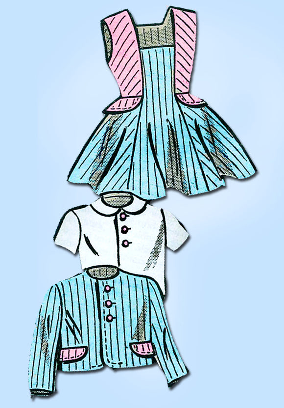 1950s Vintage Anne Adams Sewing Pattern 4621 Toddler Girls Jumper Dress Size 2