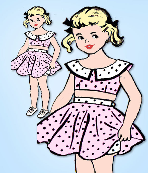 1950s Vintage Anne Adams Sewing Pattern R 4767 Toddler Girls Play Clothes Size 2
