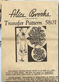1940s Alice Brooks Embroidery Transfer 5801 Uncut Flower Motifs Dress Trims ORIG