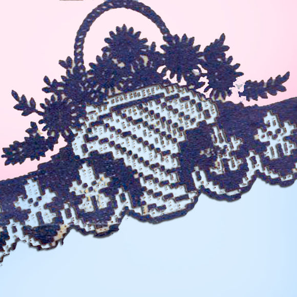 1940s Uncut Alice Brooks Embroidery Transfer 668 Filet Crochet Floral Pillowcase - Vintage4me2