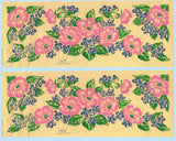 1950s Four Color Vintage Textilprint 7001 Wild Rose Apron Motifs No Sew Transfer