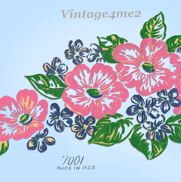 1950s Four Color Vintage Textilprint 7001 Wild Rose Apron Motifs No Sew Transfer