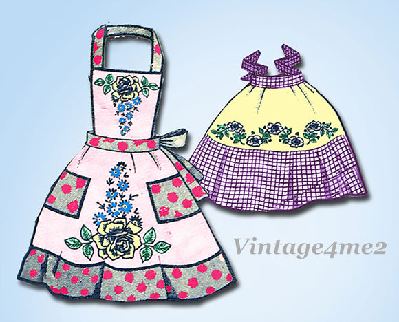 Alice Brooks 7136: 1940s Uncut Misses Embroidered Apron Vintage Sewing Pattern