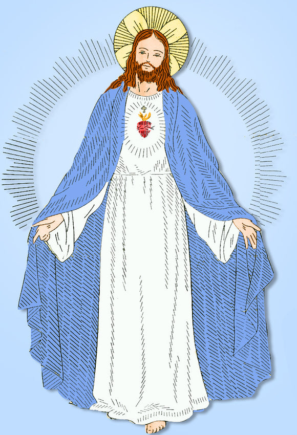 1940s Vintage Alice Brooks Embroidery Transfer 7181 Uncut Sacred Heart of Jesus