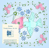 1940s VTG Alice Brooks Embroidery Transfer 7187 Uncut Bird & Flower Pillowcases - Vintage4me2