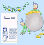 1950s Vintage Alice Brooks Transfer Pattern 7280 Girls Dress Pot O Gold Pocket 8
