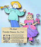 1940s Alice Brooks Embroidery Transfer 7343 Uncut Kids Pcase Motifs