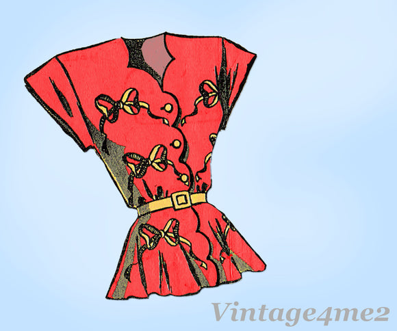 Anne Cabot 5586: 1940s Misses Scalloped Blouse 14/16/18 Vintage Sewing Pattern 