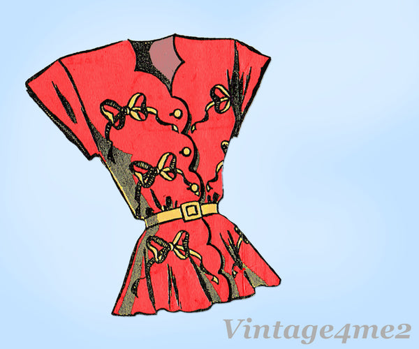 Anne Cabot 5586: 1940s Misses Scalloped Blouse 14/16/18 Vintage Sewing Pattern 
