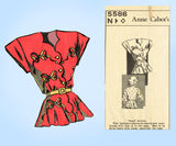 Anne Cabot 5586: 1940s Misses Scalloped Blouse 14/16/18 Vintage Sewing Pattern