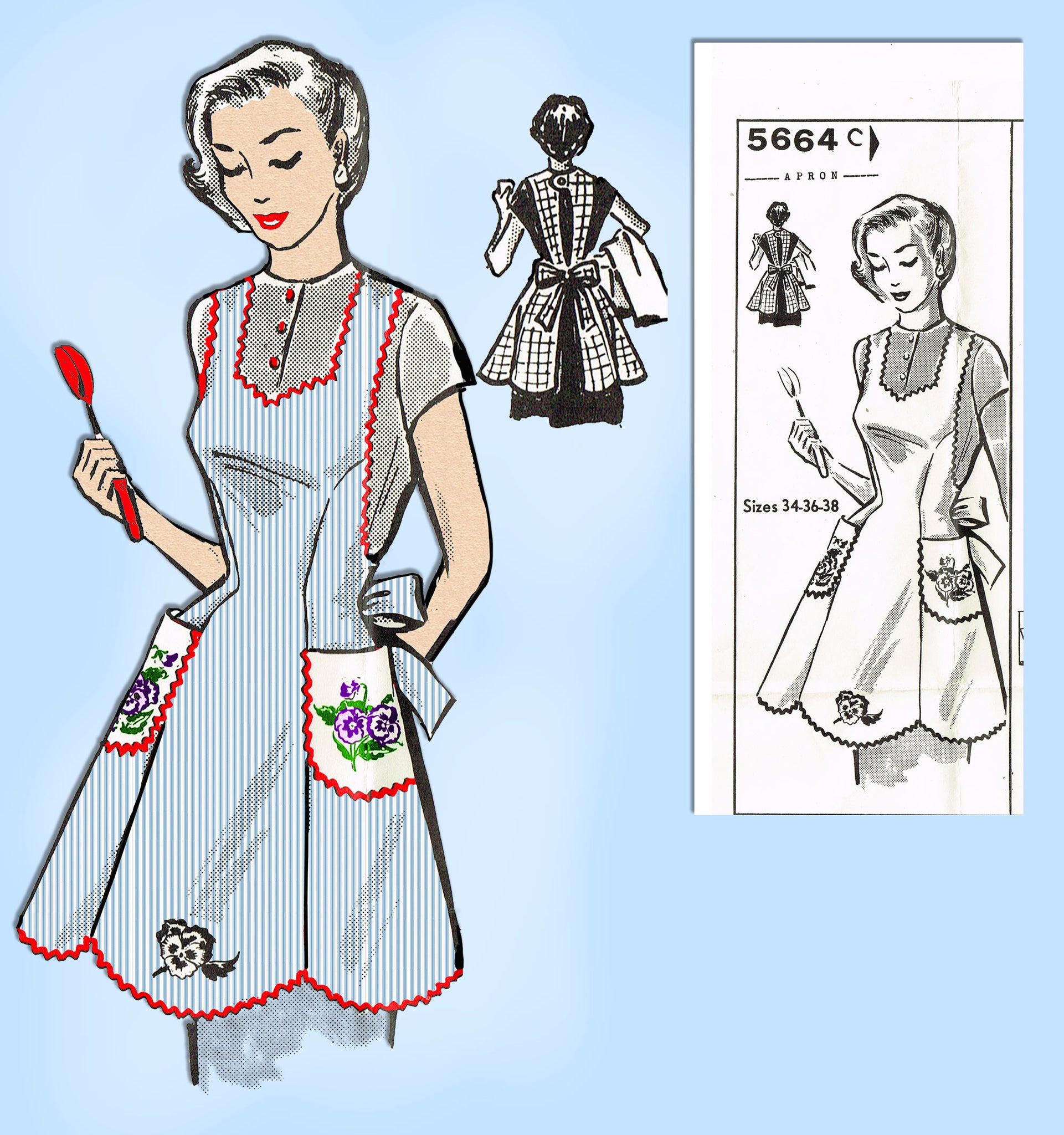 vintage an・an no.38 Anne Cabot 5664: 1950s Uncut Misses Apron Size 34/36/38 B