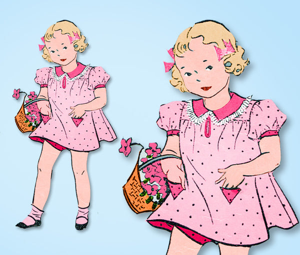 1930s Vintage Advance Sewing Pattern 1057 Baby Girls Bloomer Dress Size 2 21 B - Vintage4me2