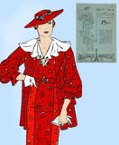Advance 1171: 1930s Misses Dress & Jacket Size 32 Bust Vintage Sewing Pattern