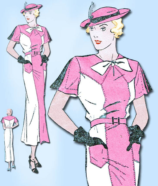 1930s Vintage Advance Sewing Pattern 1193 Womens Art Deco Dress Size 16 34 Bust - Vintage4me2