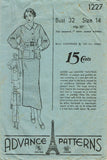 Advance 1227: 1930s Misses 2 Piece Dress Size 32 Bust Vintage Sewing Pattern - Vintage4me2