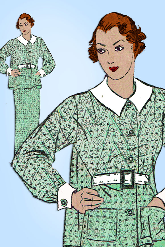 Advance 1227: 1930s Misses 2 Piece Dress Size 32 Bust Vintage Sewing Pattern - Vintage4me2