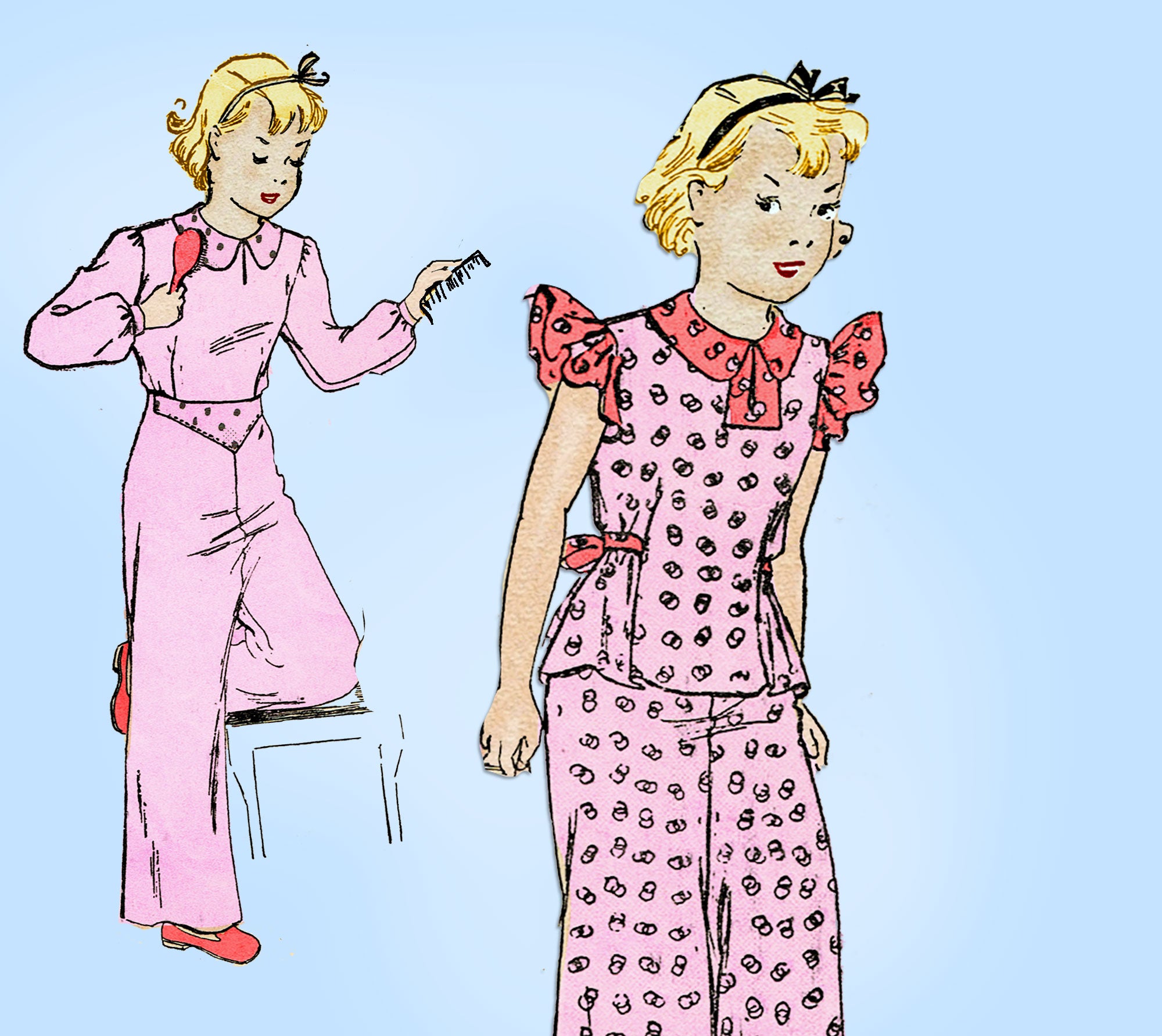 Advance 1524: 1930s Sweet Girls Pajamas Size 8 Vintage Sewing