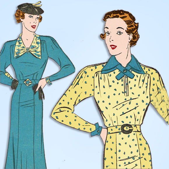 1930s Original Vintage Advance Pattern 1646 Misses Dress w Raglan Sleeves Sz 38B - Vintage4me2