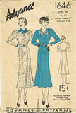 1930s Original Vintage Advance Pattern 1646 Misses Dress w Raglan Sleeves Sz 38B - Vintage4me2