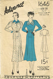 1930s Original Vintage Advance Pattern 1646 Misses Dress w Raglan Sleeves Sz 38B - Vintage4me2