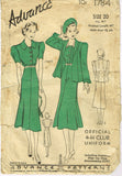 1930s Rare Vintage Advance Sewing Pattern 1784 Official 4-H Uniform Dress Sz 38B - Vintage4me2